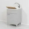 Mobile Lavatoio 1 Anta Legno Grigio 50x50 cm con Vasca in Resina e Asse Feridras - 5