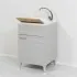 Mobile Lavatoio 1 Anta Legno Grigio 50x50 cm con Vasca in Resina e Asse Feridras - 5